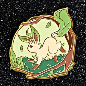 Pokemon Enamel Pin with Green and Brown Accents Leafeon